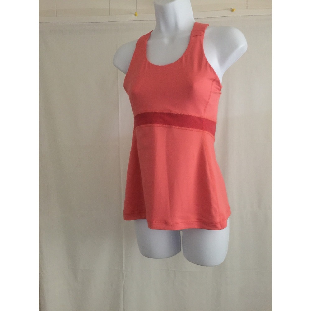 Lululemon Women's Tangerine Orange Criss Cross Back Athletic Shirt Top Sz 6
